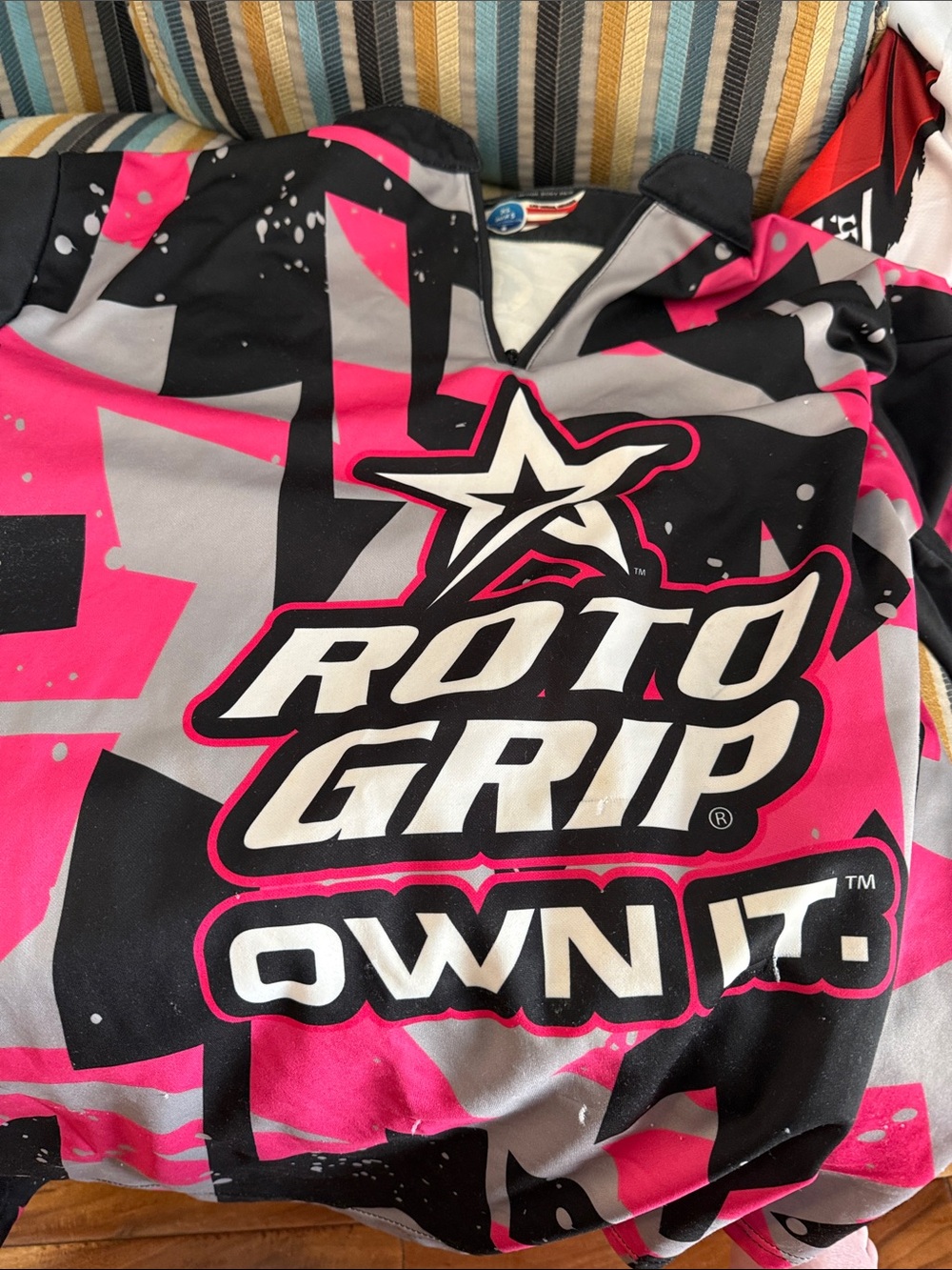 Men’s Roto Grip Bowling Jersey in Pink, Black & Gray